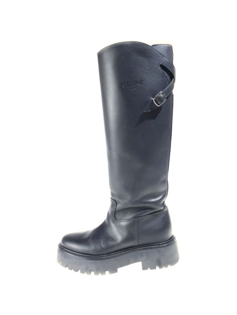 Celine Bulky Lace-up Long Boots Black Shoes